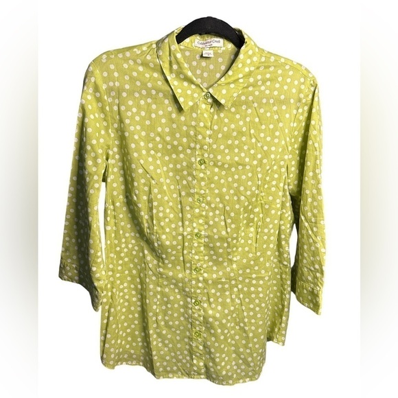 Coldwater Creek No Iron Button Front Polka Dot Shirt Size: XL/16 - Picture 1 of 6